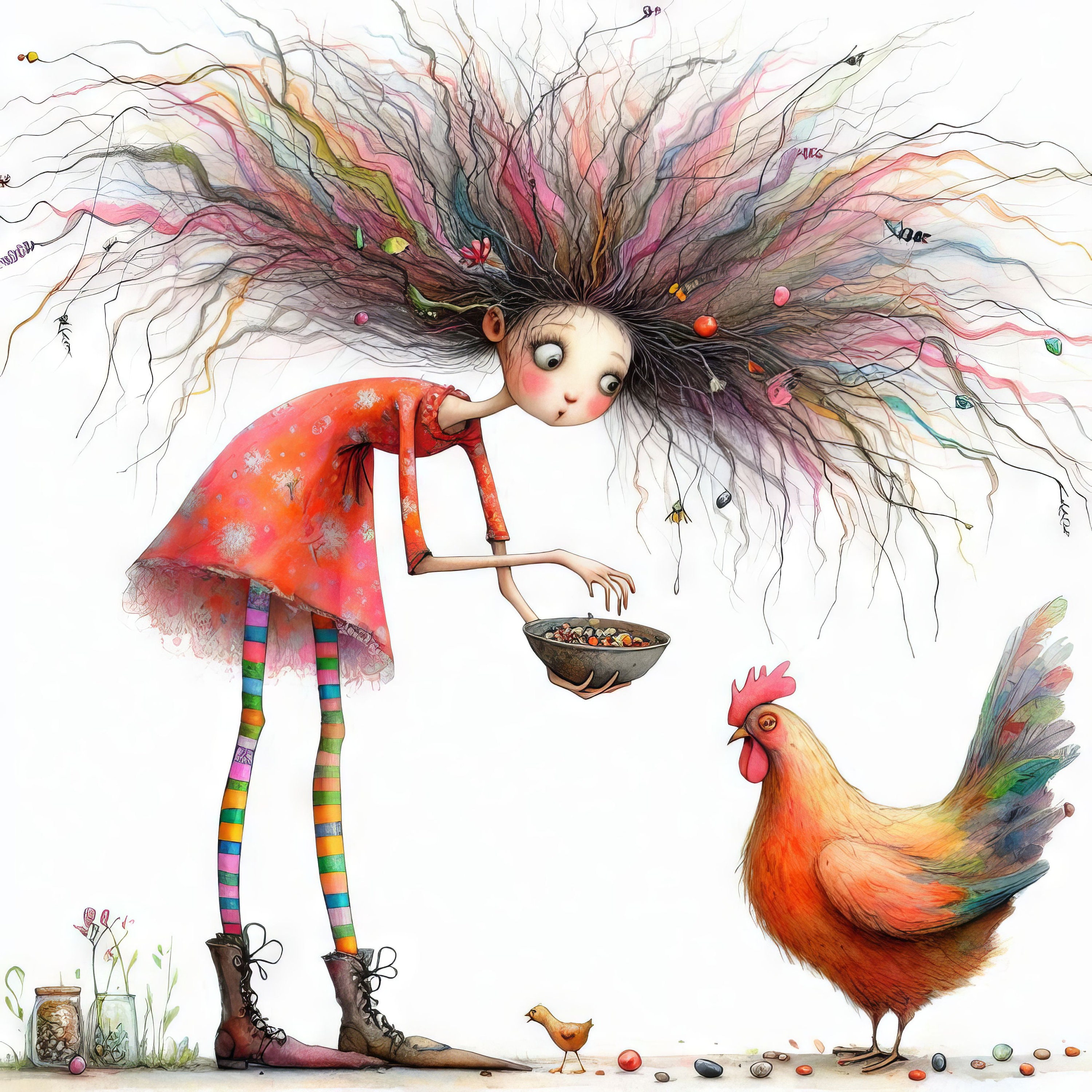 Quirky Chicken Feed Clip Art 10 High Res Watercolor Jpgs Junk ...