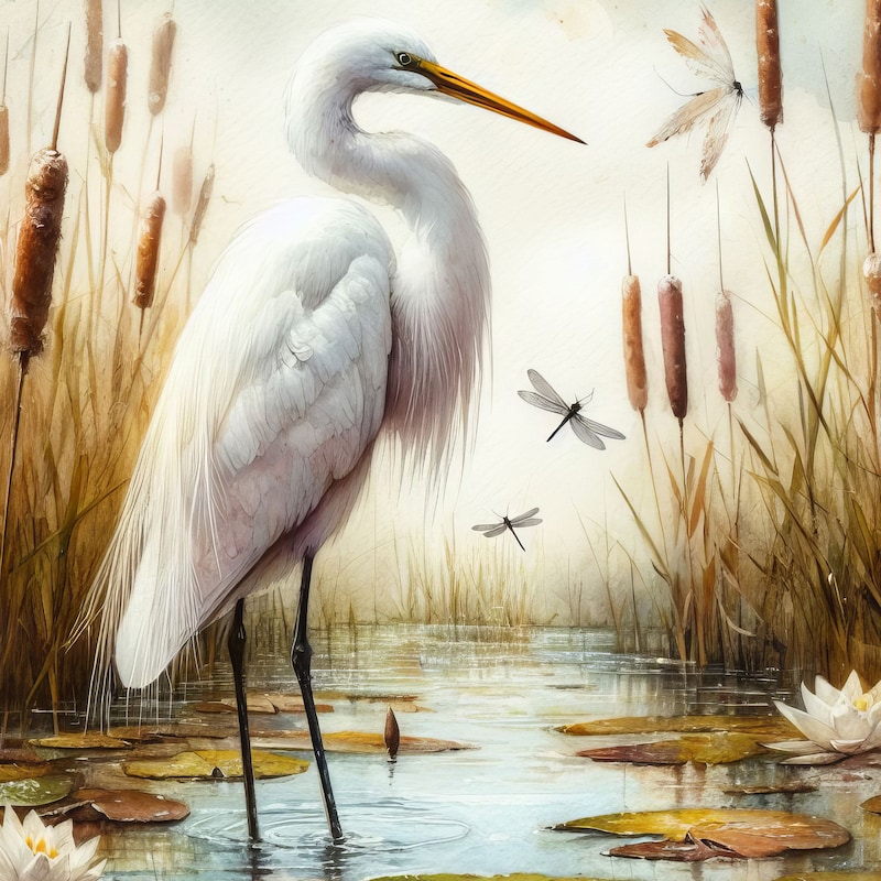 Egret Wallpaper Etsy