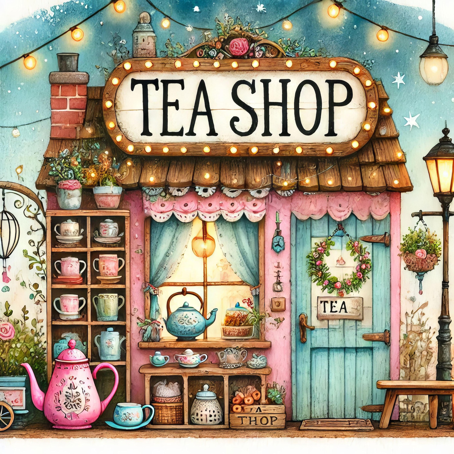 Tea Shop 10 High Res Watercolor Jpgs Junk Journaling, Scrapbooking ...