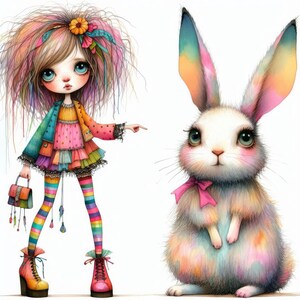 Quirky Bunny: Clip Art 10 High Res Watercolor Jpegs for Junk Journaling ...