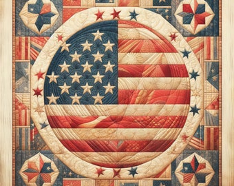 USA Flag Quilt Clip Art Bundle 10 High Res Watercolor JPGs for Junk Journaling, Scrapbook, Crafts, Digital Art, Card Making