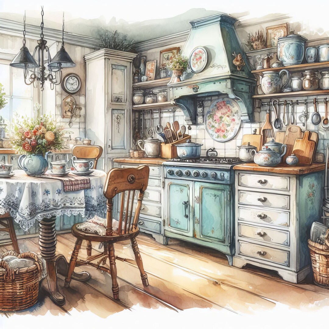 Country Kitchen Clip Art 10 High Res Watercolor Jpgs for Junk