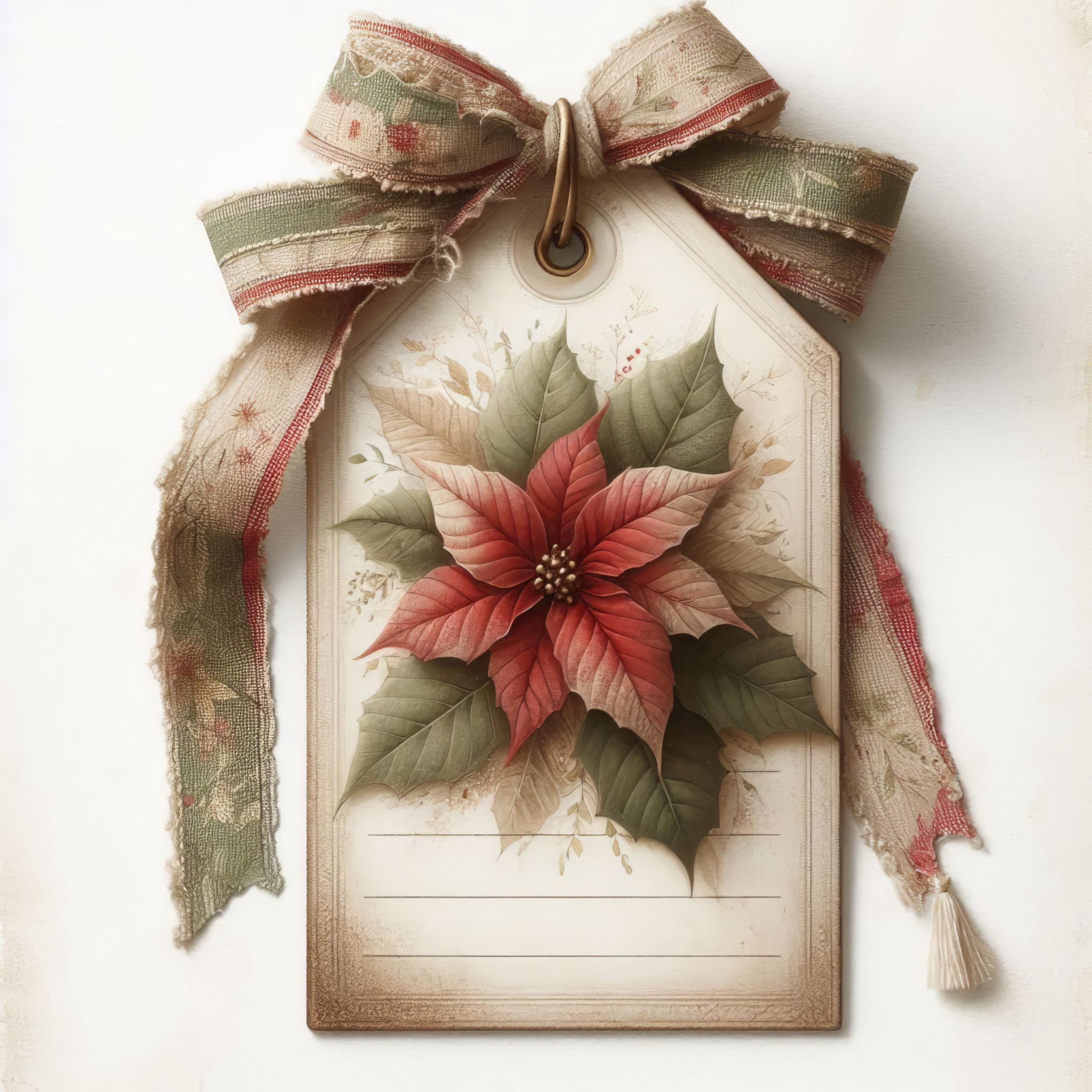 Rustic Poinsettia Christmas Tags: 10 High Res Watercolor Jpgs, Junk ...