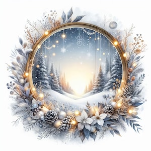 Winter Wonderland-illustraties 10 high-res aquarel JPGs ongewenste journaling, plakboek, ambachten, digitale download, kaarten maken