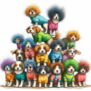Clip art de pirámide de perro, 10 archivos JPG de acuarela de alta resolución para diario basura, álbumes de recortes, fabricación de tarjetas, descarga digital, fantasía, capricho