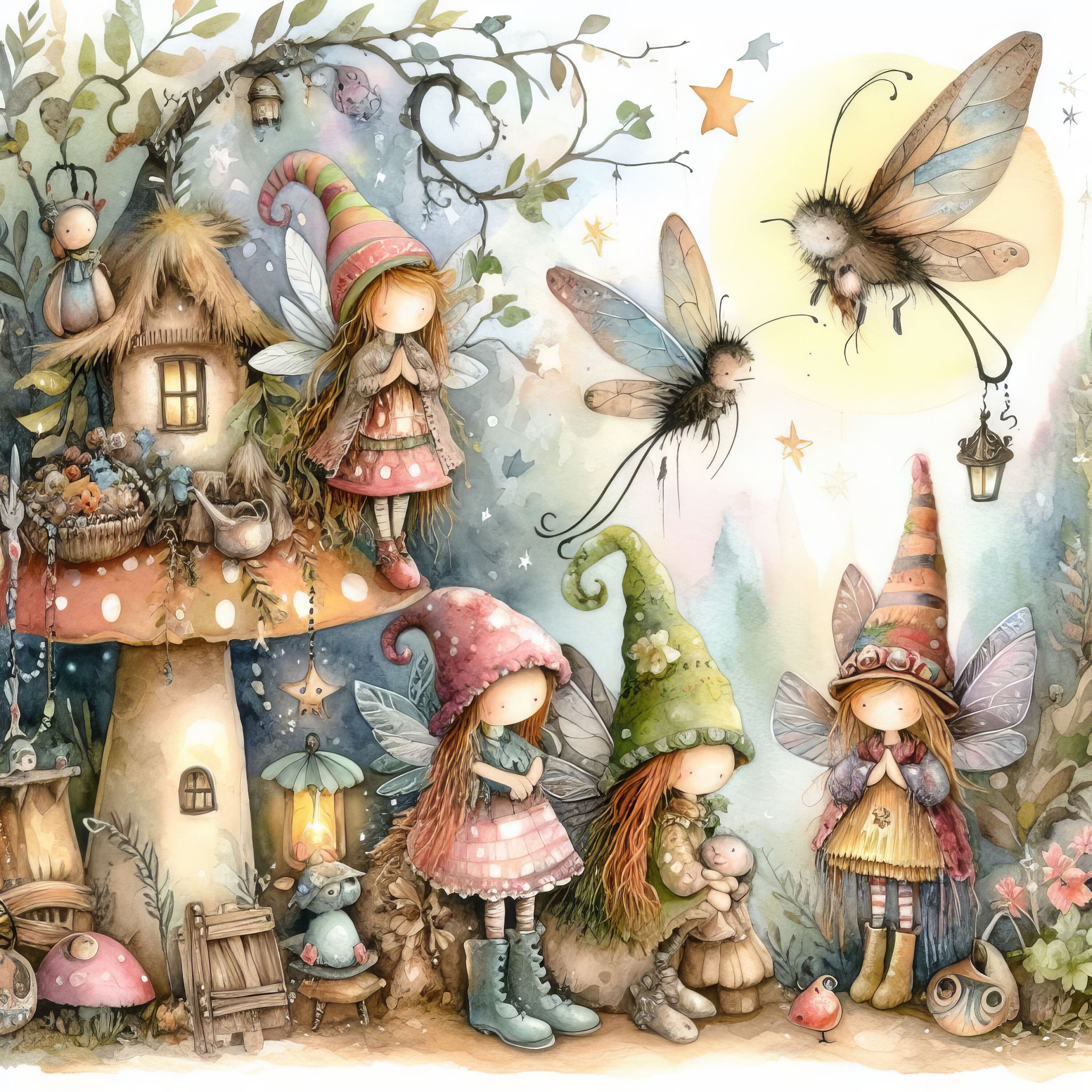 Whimsical Fairy Clip Art 10 High Res Watercolor Jpgs for