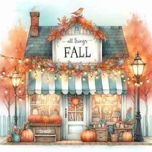 10 images JPG haute résolution de la boutique de l'automne pour la journalisation indésirable, le scrapbooking, la fabrication de cartes, le kit de téléchargement numérique