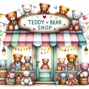 Clipart boutique ours en peluche 10 haute résolution JPG aquarelles, journalisation indésirable, scrapbooking, fabrication de cartes, téléchargement numérique, fantastique, fantaisiste