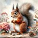Autumn Squirrel Clip Art 10 High Res Watercolor Jpgs for Junk ...