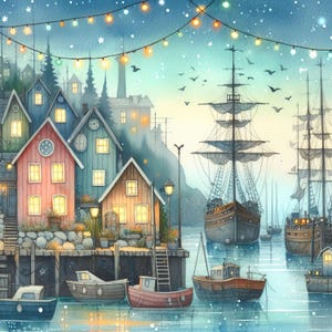 10 archivos JPG de acuarela de alta resolución de Safe Harbor para diario basura, scrapbooking, creación de tarjetas, kit de descarga digital, fantasía, caprichoso