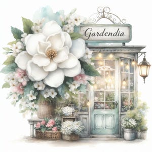 Gardenia Shop 10 High Res Watercolor JPGs Junk Journaling, Scrapbooking, Card Making, Digital Download Kit, Fantasy, Whimsical