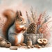 Autumn Squirrel: Clip Art, 10 High Res Watercolor Jpgs, Junk Journaling ...