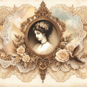Ensemble de 10 images clipart en papier camée haute résolution JPG pour publipostage, scrapbooking, fabrication de cartes, téléchargement numérique, vintage