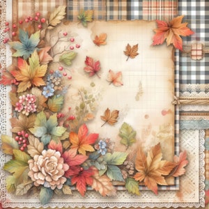 Feuilles d'automne calicot, 10 images haute résolution JPG aquarelles, journal indésirable, scrapbooking, travaux manuels, téléchargement numérique, fabrication de cartes