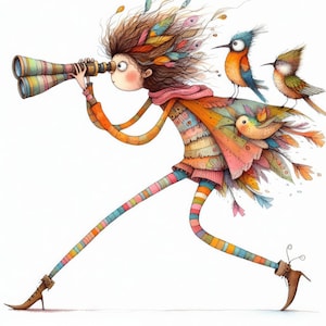 Observation des oiseaux originale 10 fichiers JPG aquarelle haute résolution pour la journalisation indésirable, scrapbooking, fabrication de cartes, téléchargement numérique, fantastique, fantaisiste