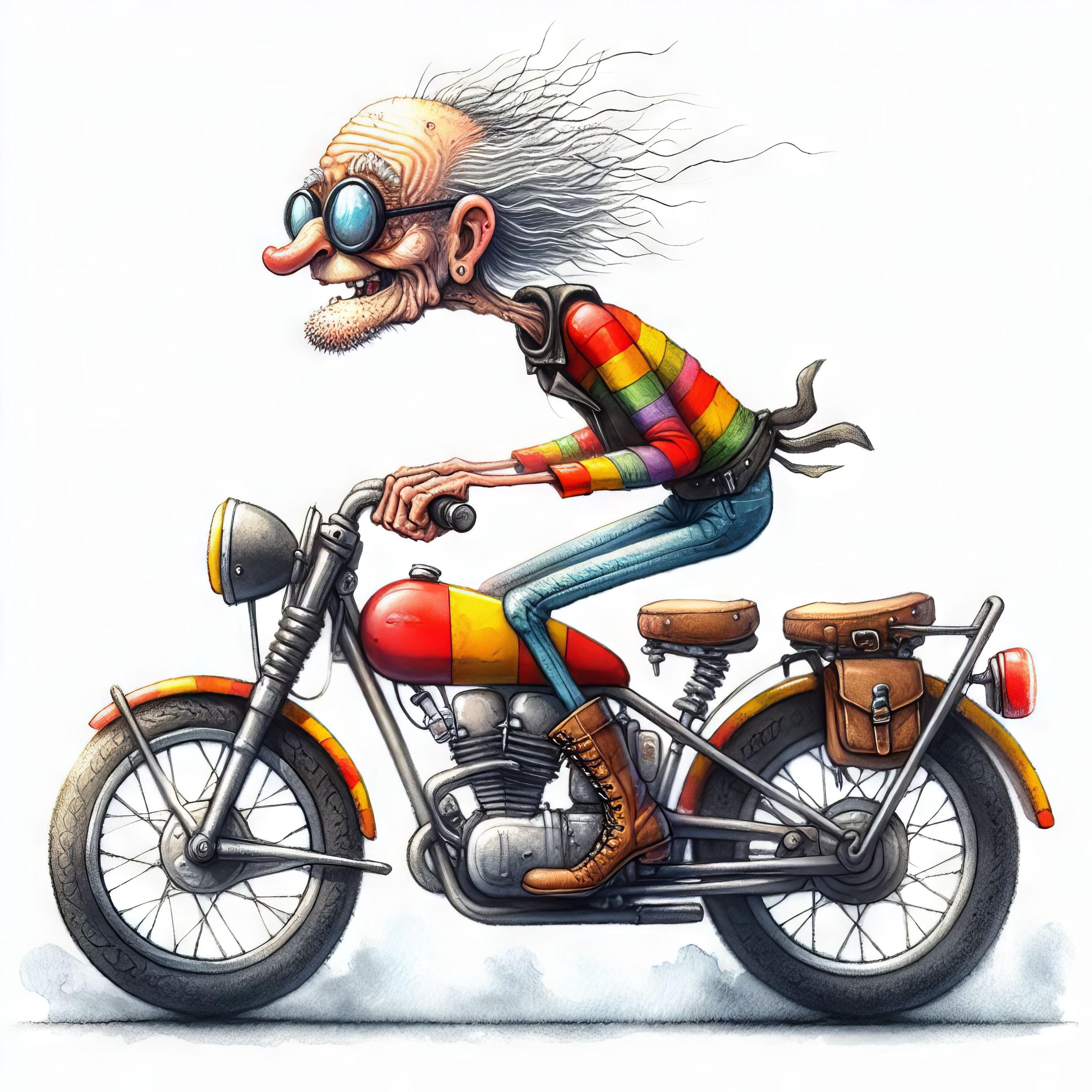 Quirky Motorcycle Clip Art 10 High Res Watercolor Jpgs for