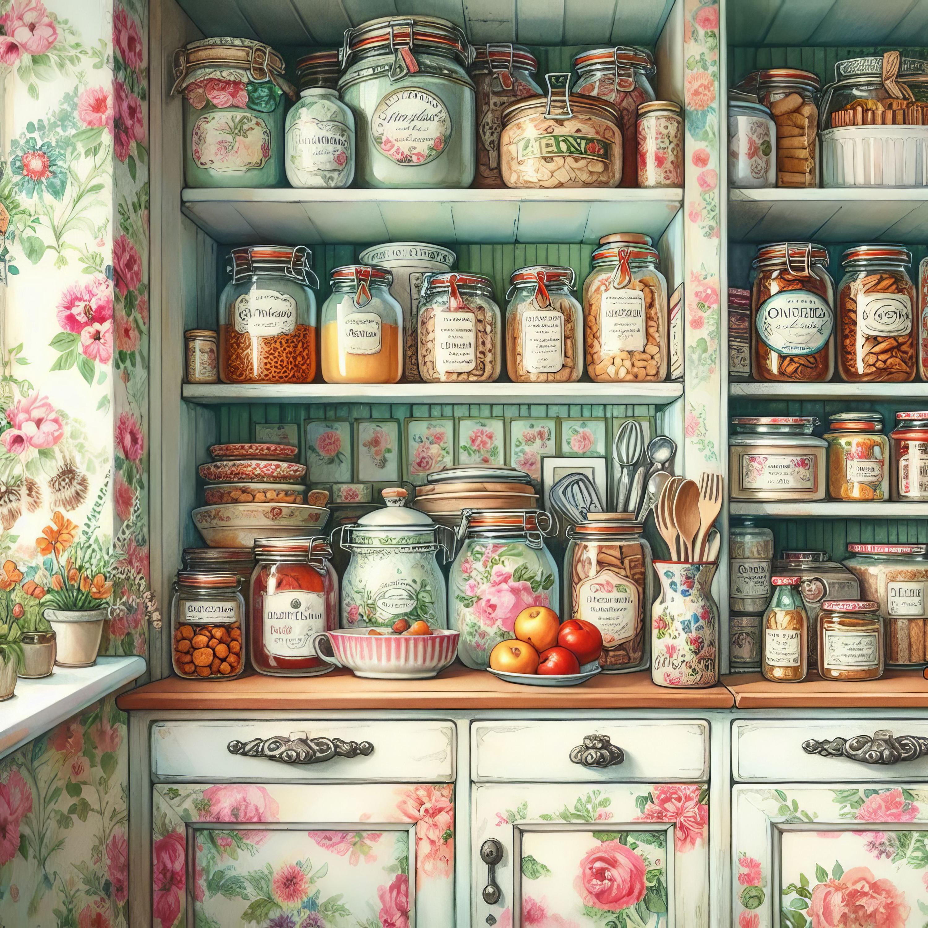 Paquete de imágenes prediseñadas de despensa retro: 10 archivos JPG de  acuarela de alta resolución para diarios basura, álbumes de recortes,  manualidades y arte digital. - Etsy México, image size:3000x3000