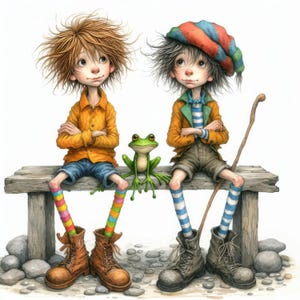 Quirky Frog 10 fichiers JPG aquarelle haute résolution pour journalisation indésirable, scrapbooking, fabrication de cartes, téléchargement numérique, fantastique, fantaisiste