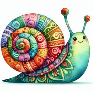 Escargot original Clip Art 10 fichiers JPG aquarelle haute résolution pour la journalisation indésirable, scrapbooking, fabrication de cartes, kit de téléchargement numérique, fantastique, fantaisiste