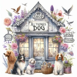 All Things Dogs Clip Art 10 High Res Watercolor JPGs for Junk Journaling, Scrapbooking, Card Making, Digital Download, Fantasy