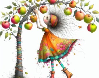 Quirky Apple Tree Clip Art 10 High Res Watercolor Jpgs Junk Journaling ...