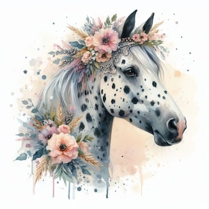 Appaloosa Pferd Clip Art Kit 10 hochauflösende JPGs in Aquarellfarben für Junk Journaling, Scrapbooking, Papierhandwerk, digitaler Download