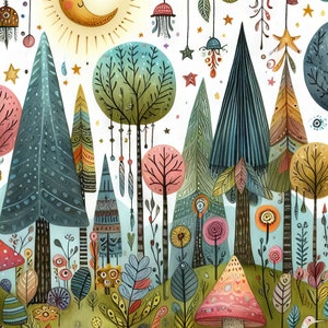 Pacote de clipart de floresta caprichosa 10 JPGs de aquarela de alta resolução para diário de lixo, álbum de recortes, artesanato, download digital, fantasia