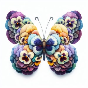 Pansy Butterfly Clip Art Kit 10 JPG ad alta risoluzione acquerello per Junk Journaling, Scrapbook, Artigianato, Download digitale