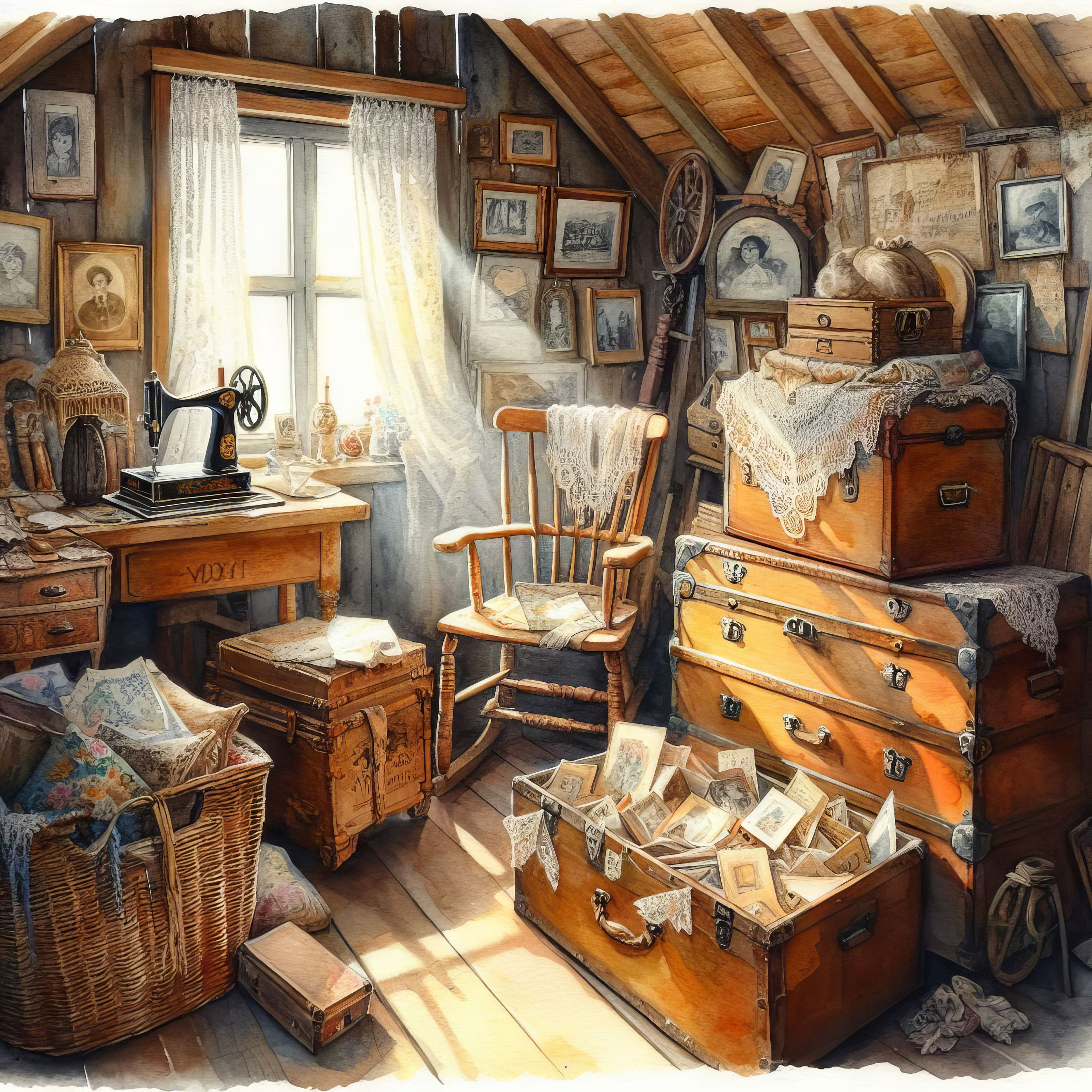 Grandma's Attic Clip Art 10 High Res Watercolor Jpgs for Junk