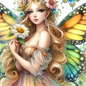 Fée des papillons 10 fichiers JPG aquarelle haute résolution pour la journalisation indésirable, scrapbooking, travaux manuels, téléchargement numérique