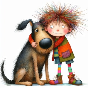 Image clipart chien original 10 fichiers JPG aquarelle haute résolution pour journalisation indésirable, scrapbooking, fabrication de cartes, kit de téléchargement numérique, fantastique, fantaisiste