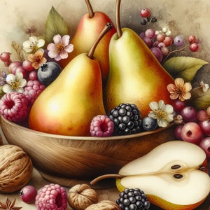 Pacchetto di clip art di pere autunnali, 10 JPG ad alta risoluzione ad acquerello per diario spazzatura, album, artigianato, download digitale