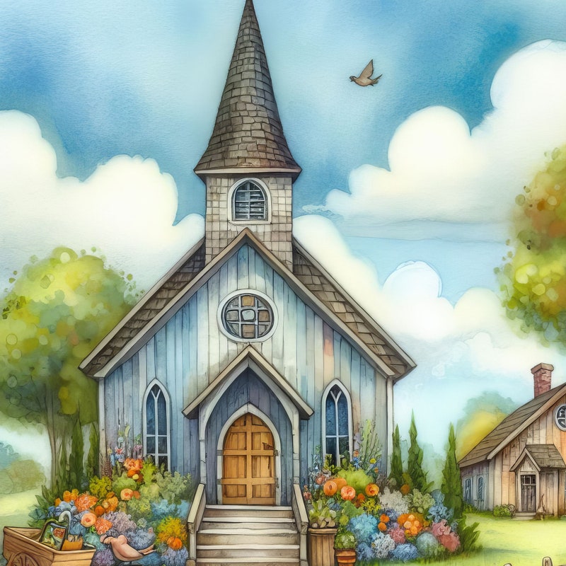Spring Church Frame Church Spring Clipart - Etsy