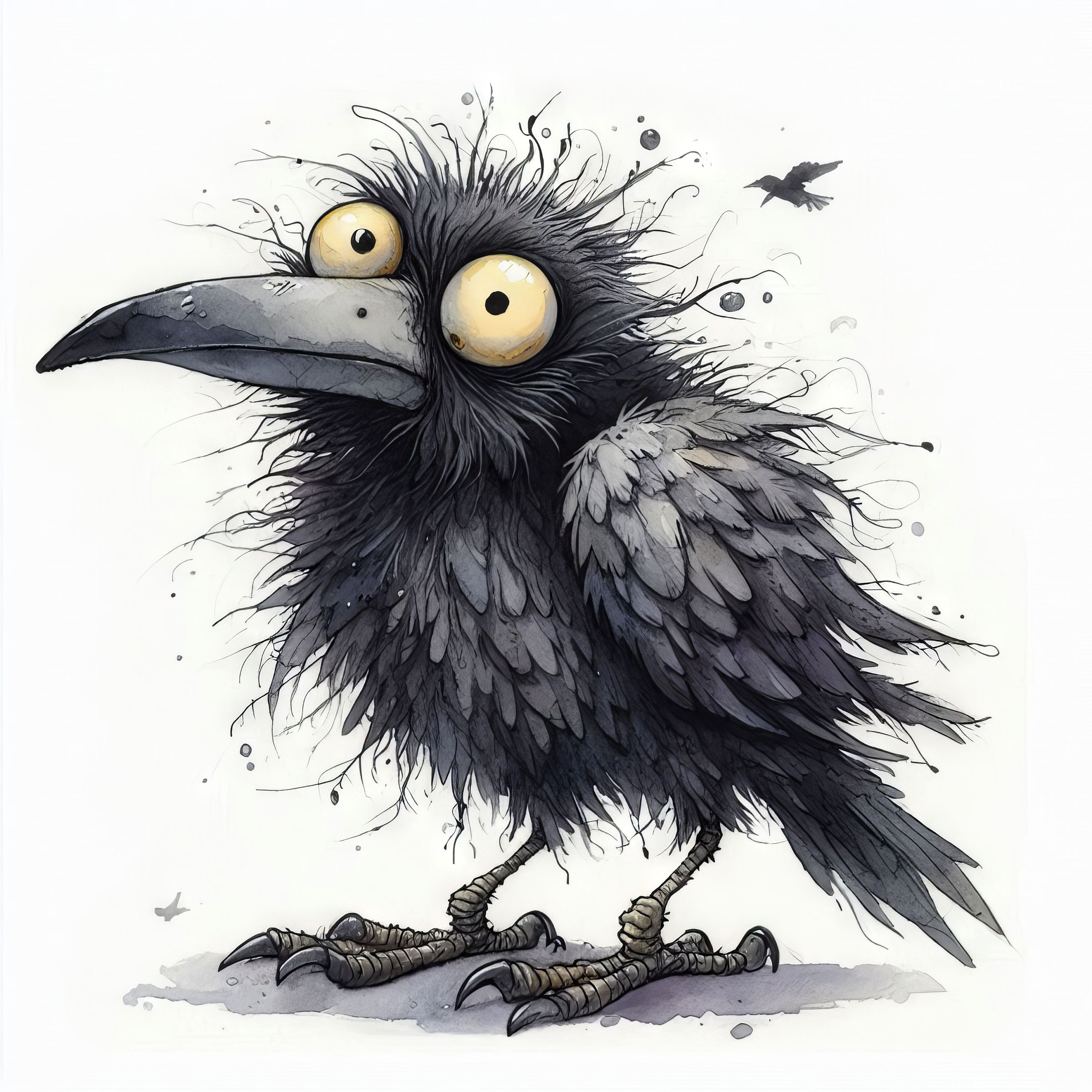 Frazzled Crow Clip Art 10 High Res Watercolor Jpgs for Junk