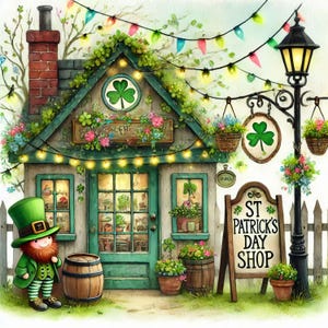 Boutique de la Saint-Patrick, 10 fichiers JPG aquarelle haute résolution, journal indésirable, scrapbooking, fabrication de cartes, kit de téléchargement numérique, fantastique, fantaisiste