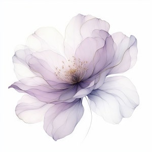 10 images JPG aquarelles haute résolution de fleurs violettes aux bords dorés pour la journalisation indésirable, le scrapbooking, la fabrication de cartes, le kit de téléchargement numérique