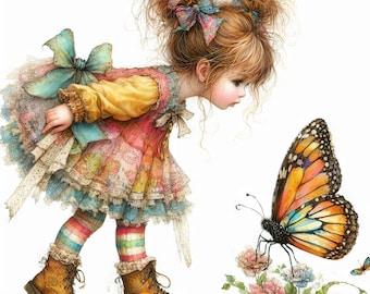 Butterfly Wonders 10 High Res Watercolor JPGs for Junk Journaling, Scrapbooking, Card Making, Digital Art, Fantasy, Whimsical