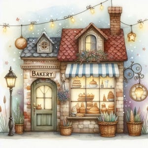 Bakery Shop Clip Art 10 JPG ad alta risoluzione per acquerelli Junk Journaling, Scrapbooking, Creazione di biglietti, Download digitale, Fantasy, Stravagante