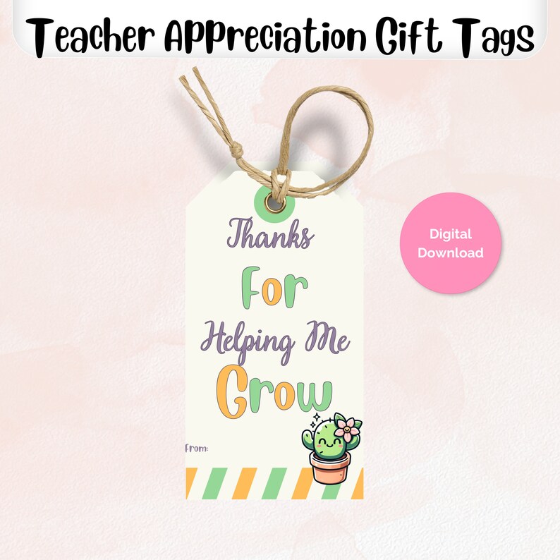 Teacher Appreciation Gift Tags: Printable Thank You Tags (digital ...