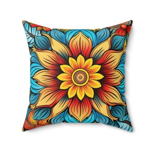 Floral Mandala Pillow: Vibrant Bohemian Home Decor