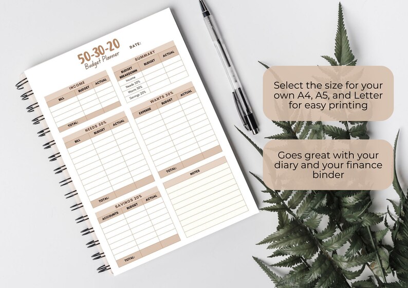 50-30-20 Budget Printable PDF, Budget Sheet in A4 A5 Letter Size ...