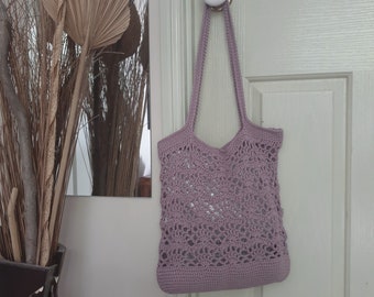 Crocheted purple market bag, tote, shoulder bag. Large capacity,  Shopping, Beach, Travel