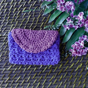 Monedero portatarjetas de crochet rosa/morado, regalo práctico, lindo accesorio