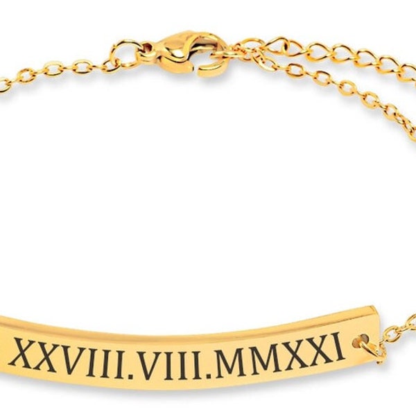 roman date bracelet, roman numeral bracelet, roman numbers bracelet, roman bracelet