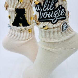 Personalized Initial Bling Socks|  Bougie Junk Socks| Custom Junk socks