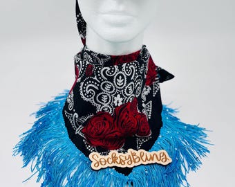 Fringe Sequin Bandana| Paisley bandana| Turquoise Cowboy Scarf| Western Scarf| Fringe head wrap
