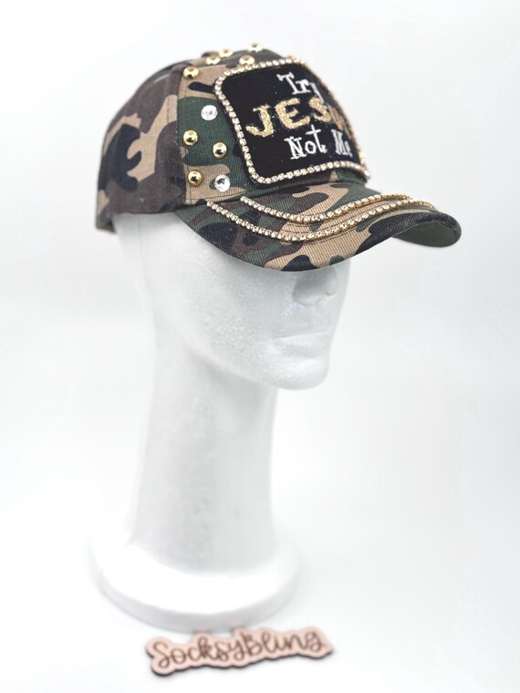 Handmade “Blessed” Custom Trucker Hat Faith-Inspired Camo Distressed Cap Custom Christian Trucker Hat Camo Hunting Gear John 316  main image 3