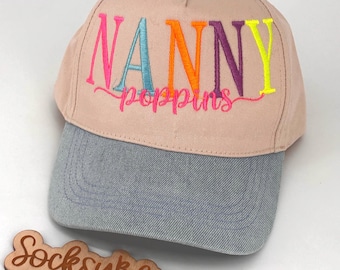 Gestickte Nanny Poppins Hat | Hut | Kindermädchen Leben| Bunter Hut | Nanny Wertschätzungs-Woche