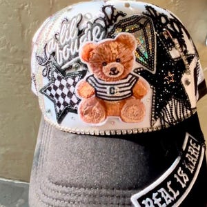 Teddy Bear Trucker Hat|bougie Glam Streetwear Hat | Junk Hat  display picture 1