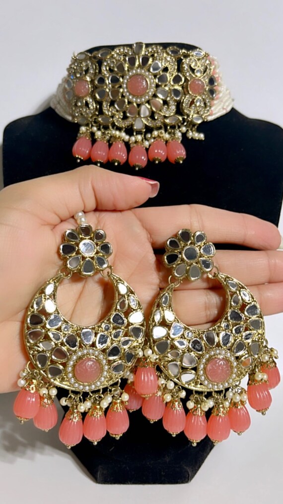 Mirror Choker Set: Earrings and Tikka